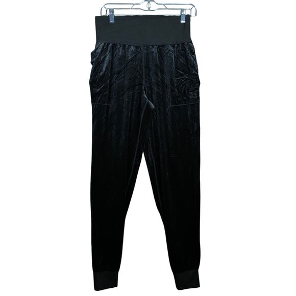 Athleta Womens Pants Black Salutation Velvet Joggers Pockets Stretch Medium - Picture 1 of 11